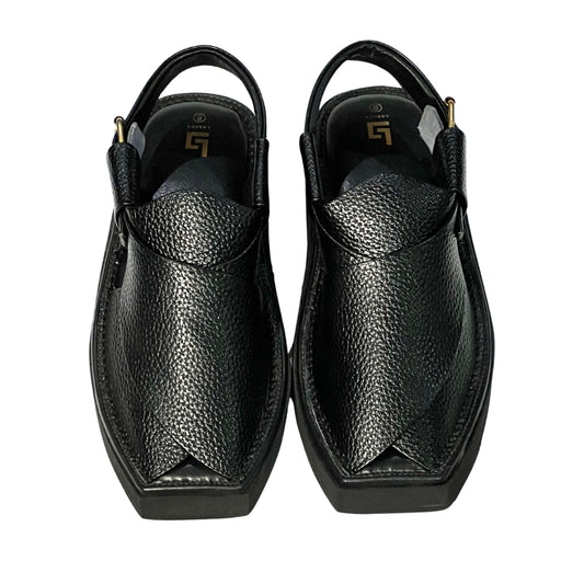 Article M-005 Kaptan Black Doted Handmade Chappal